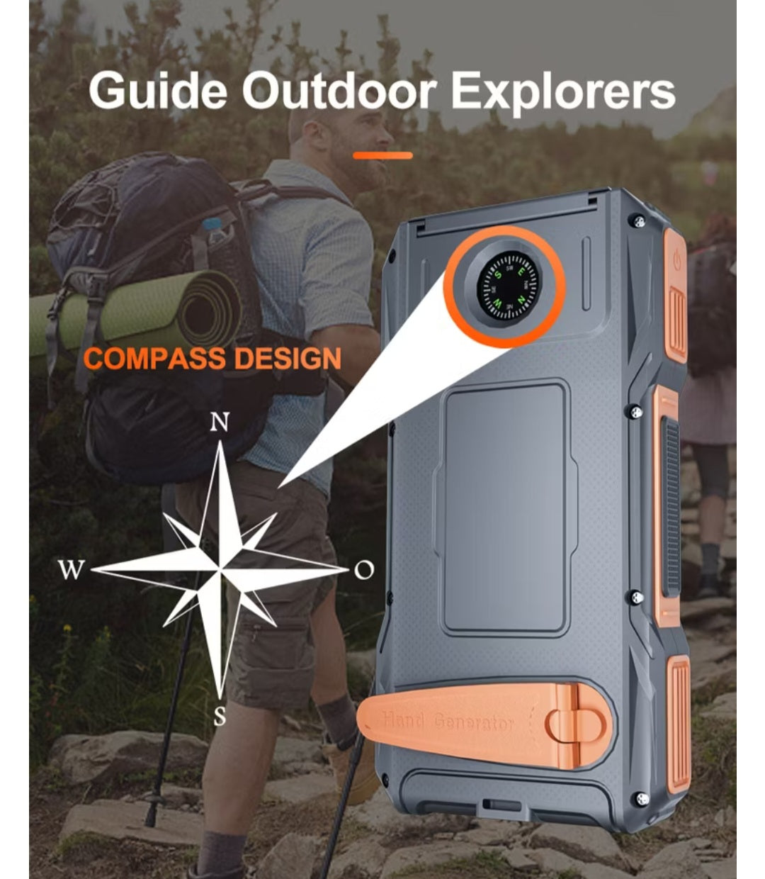 Solar power bank HAND CRANK