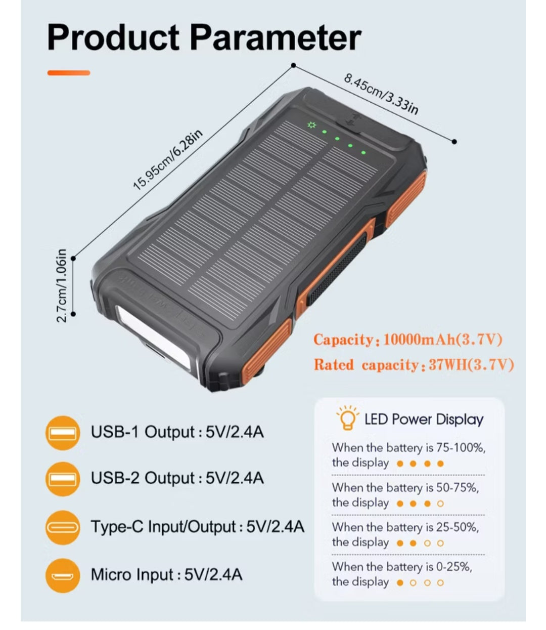Solar power bank HAND CRANK